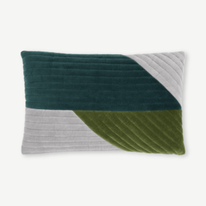 Balico Velvet Panelled Cushion, 30 x 50 cm, Teal