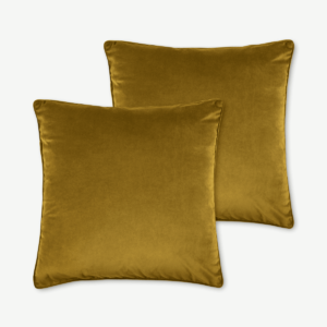 Julius Set of 2 Large Velvet Cushions, 59 x 59cm, Antique Gold