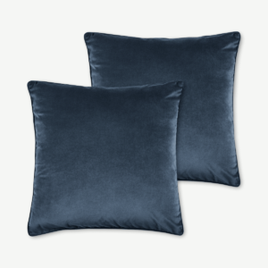 Julius Set of 2 Large Velvet Cushions, 59 x 59cm, Ink Blue