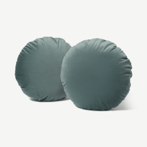 Julius Set of 2 Round Cushions, 45cm, Blue Slate