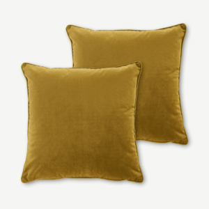 Julius Set of 2 Velvet Cushions, 45 x 45cm, Antique Gold