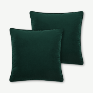 Julius Set of 2 Velvet Cushions, 45 x 45cm, Forest Green