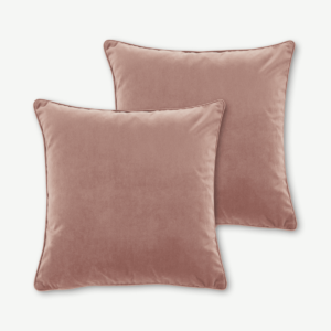 Julius Set of 2 Velvet Cushions, 45 x 45cm, Soft Pink