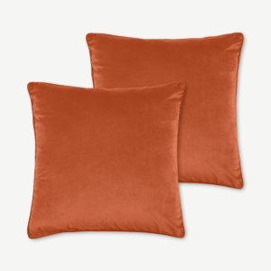 Julius Set of 2 Velvet Cushions, 59 x 59cm, Burnt Orange