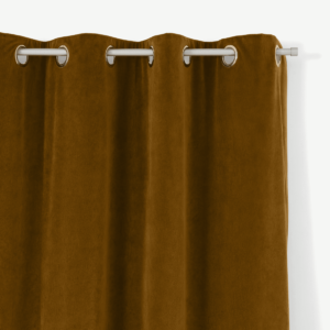 Julius Velvet Eyelet Lined Pair of Curtains, 135 x 260cm, Dark Ochre