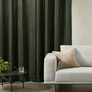 Selky Corduroy Eyelet Pair of Curtains, 140 x 260cm, Sage Green