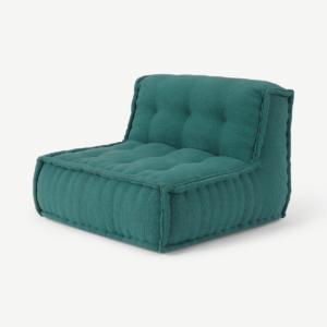 Sully Modular Large Floor Cushion, Teal Cotton Slub