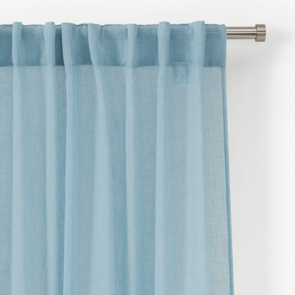 Mateu Sheer Linen Look Pair of Curtains, 140 x 260 cm, Light Blue