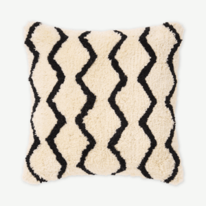 Dulip Berber-Style Cotton Cushion, 45 x 45cm, Natural & Black