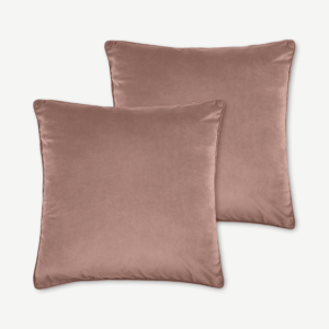 Julius Set of 2 Large Velvet Cushions, 59 x 59cm, Soft Pink