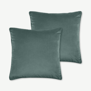 Julius Set of 2 Velvet Cushions, 45 x 45cm, Slate Blue