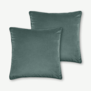 Julius Set of 2 Velvet Cushions, 59 x 59cm, Slate Blue