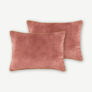 Castele Set of 2 Luxury Cushions, 35 x 50cm, Blush Pink with Gold Piping